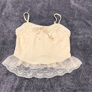 Emerson Lang pale yellow lace-trim camisole size M